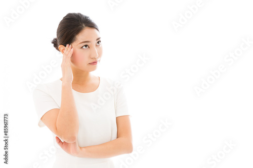 attractive asian woman on white background © taka