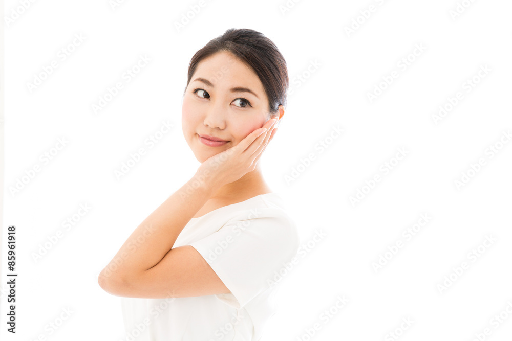 attractive asian woman on white background attractive asian woman on white background