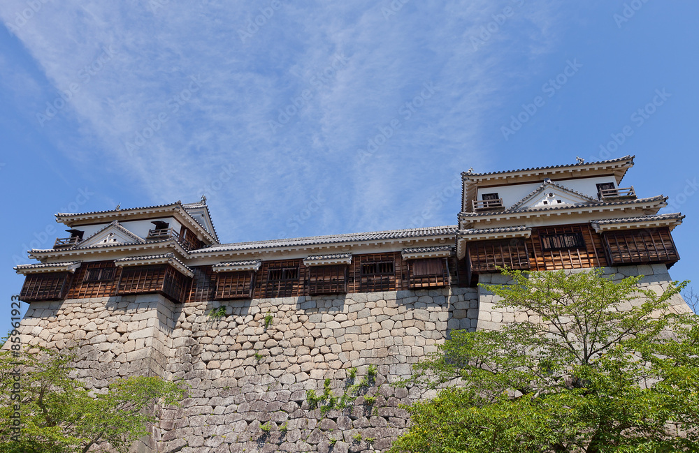 North and South Corner Turrets of Matsuyama castle, Japan North and South Corner Turrets of Matsuyama castle, Japan