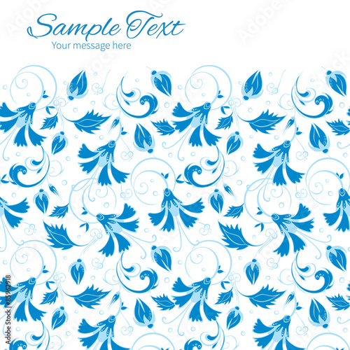 Vector dark blue turkish floral horizontal frame seamless