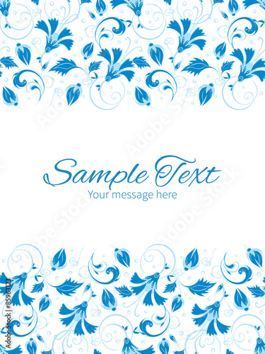Vector dark blue turkish floral vertical double borders frame
