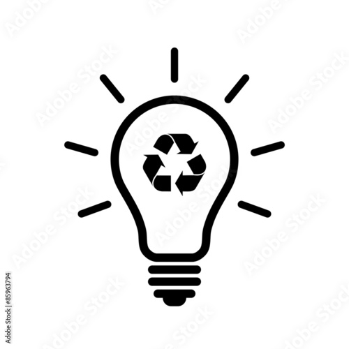 Light bulb with recycle symbol