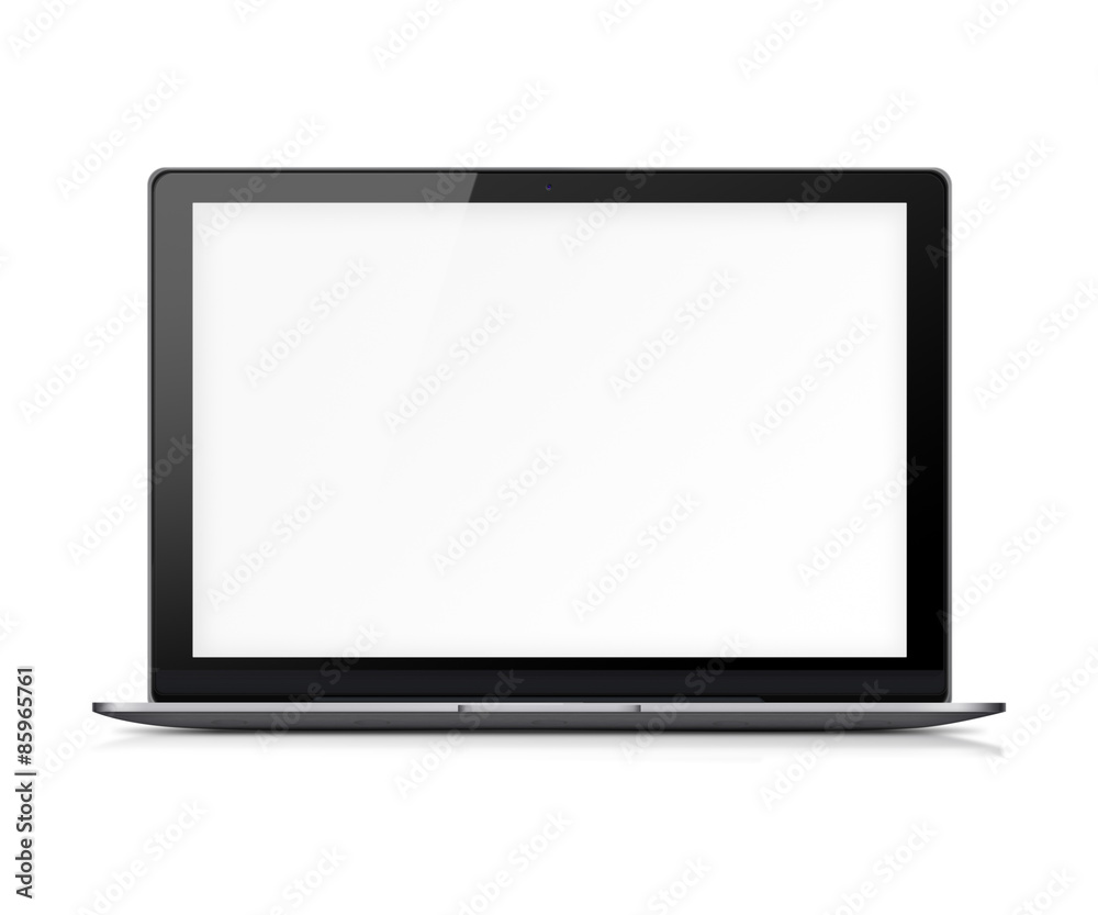 Laptop with blank white screen. Laptop with blank white screen.