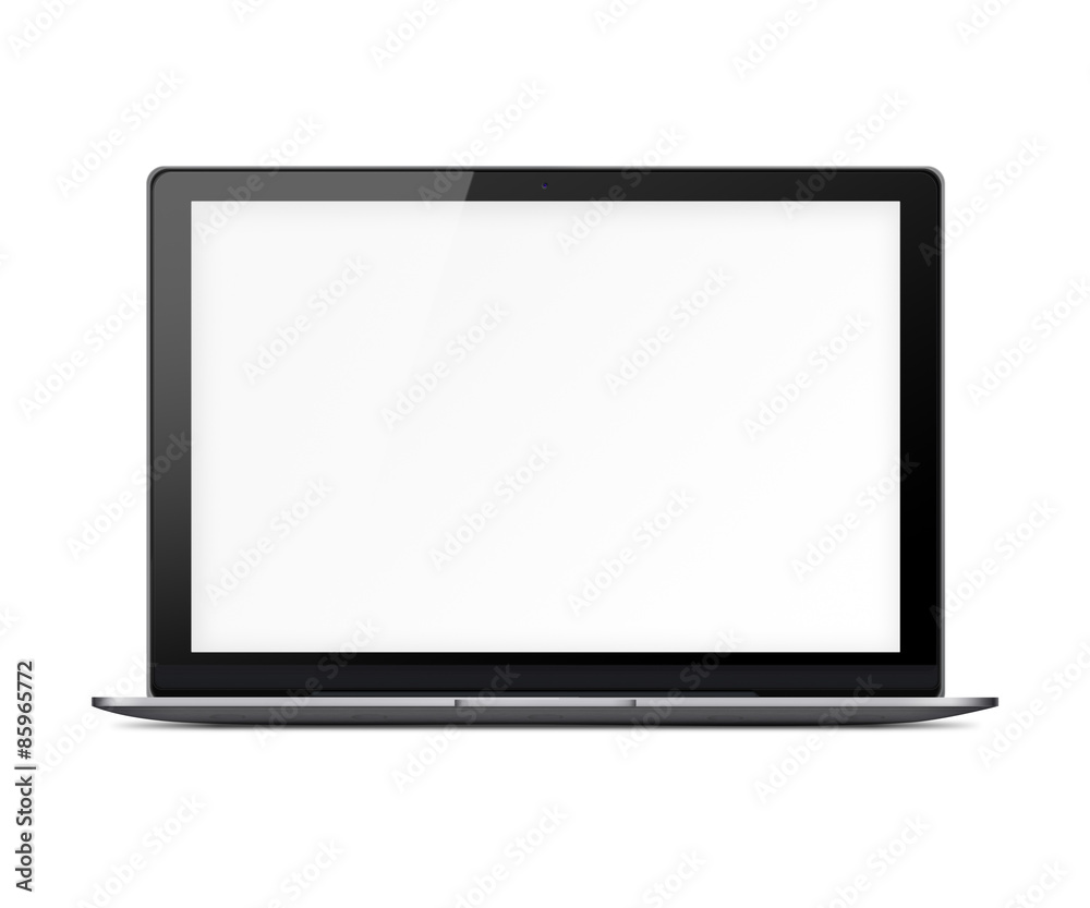 Laptop with blank white screen. Laptop with blank white screen.