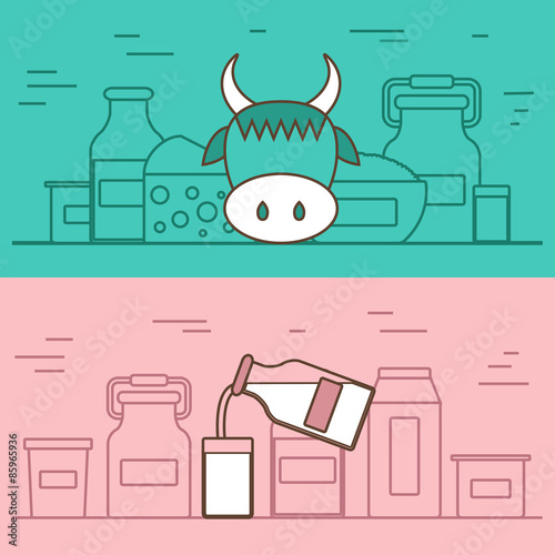 Milk products vector concept with flat objects. Great for