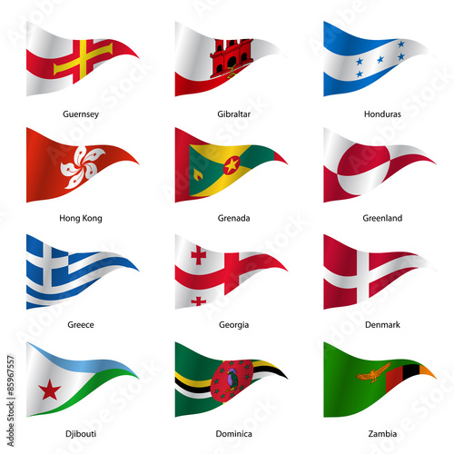 Set  Flags of world sovereign states. Vector illustration. 