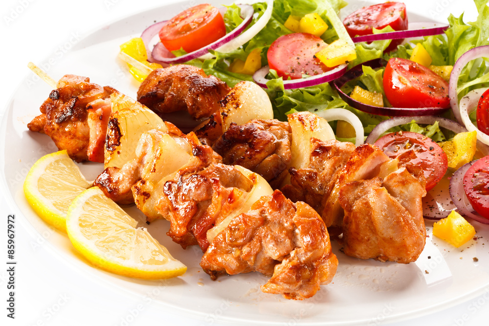 Shashlik - grilled meat and vegetables