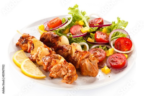 Shashlik - grilled meat and vegetables