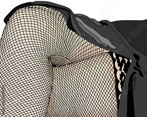 Woman in fishnet stockings