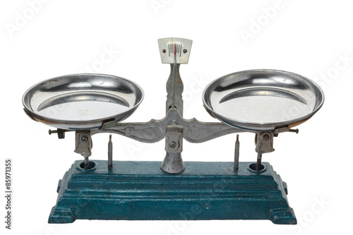 Old metal scale isolated on white background.
