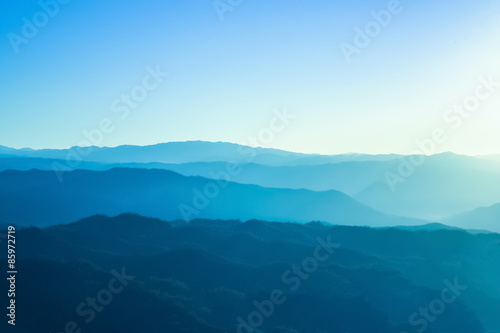 Blue mountains with sunlight in Chiangmai, Thailand