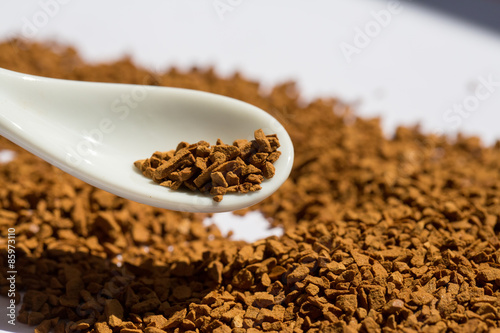 close-up images of roasted instant coffee powder 