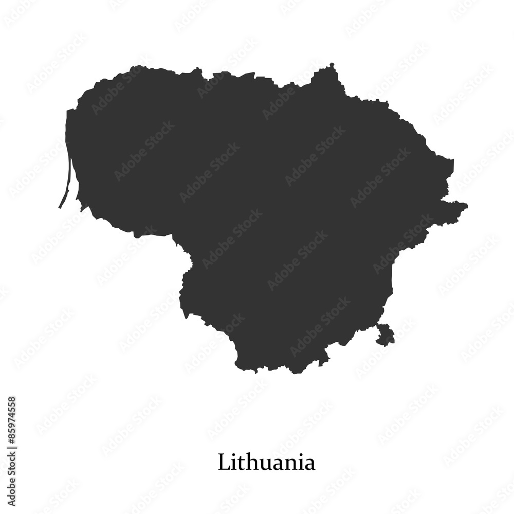 Black map of  Lithuania for your design