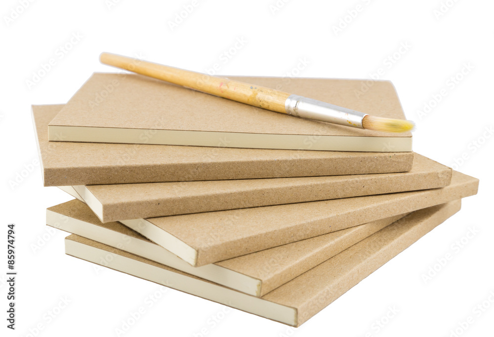 Blank books for writing and drawing with paint brush