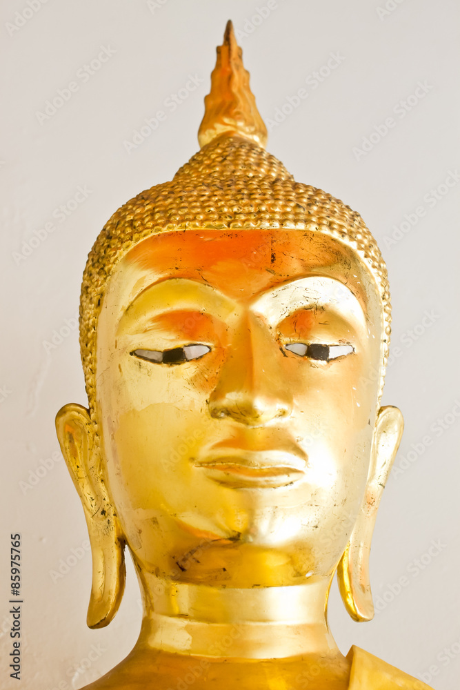 Buddha's face, Buddha statue, Golden Buddha in Temple