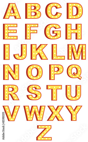 Retro style light bulb alphabets