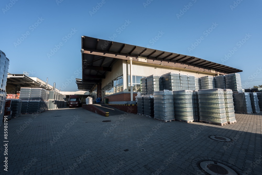 Fototapeta premium Factory exterior of a bottling facility
