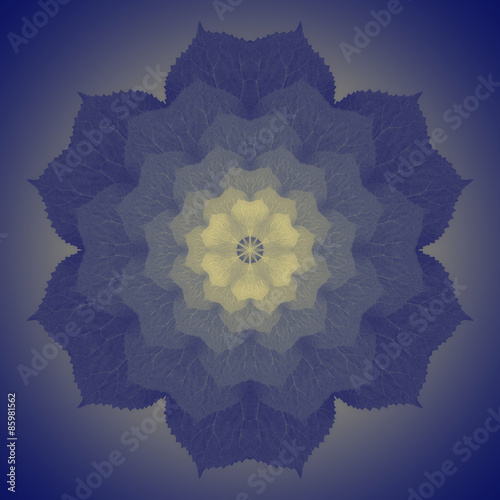 Flower Mandala with blue background. Ornamental round floral Pattern.