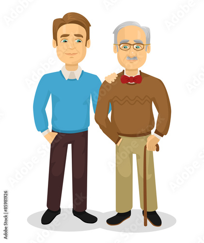 Father and son. Vector flat illustration