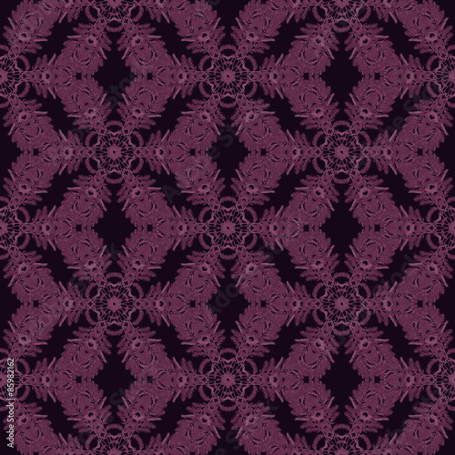 Print Seamless Pattern. Mandala Flowers with purple background.