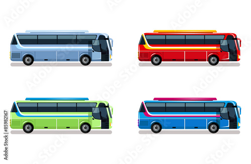 Travel bus vector flat illustration