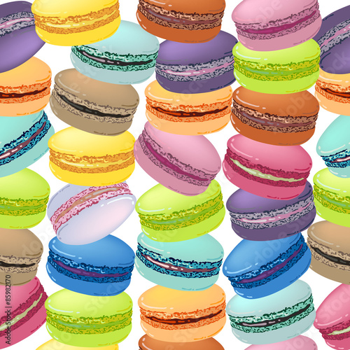 Seamless pattern with colorful macaroon cookies.