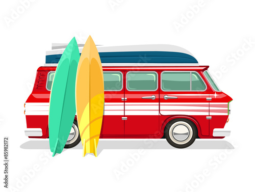 Vector travel bus flat cartoon illustration