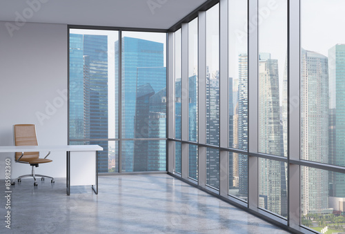 Canvas Print A workplace in a modern corner panoramic office in Singapore