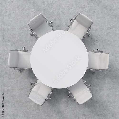 Billede på lærred Top view of a conference room