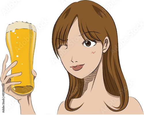 ビールと女性