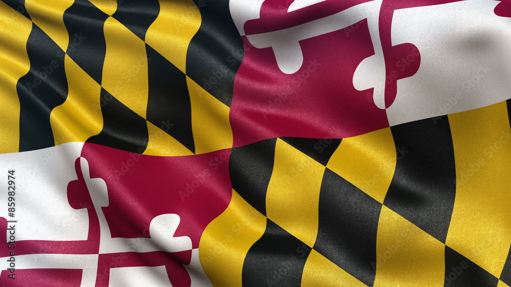 US state flag of Maryland waving in the wind - seamless loop 