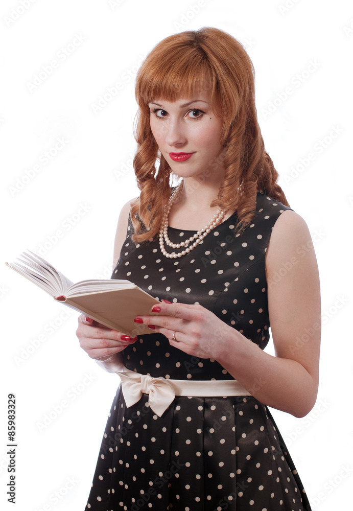 Retro girl with the book in the hands Retro girl with the book in the hands