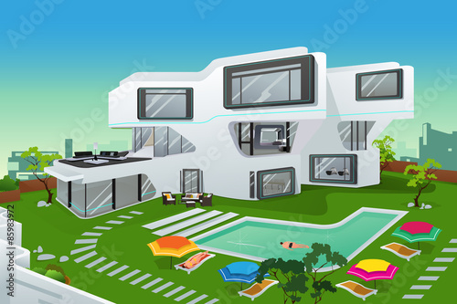 People in a modern style house