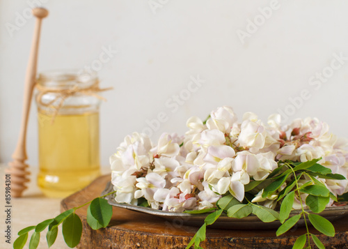 Acacia flowers and honey