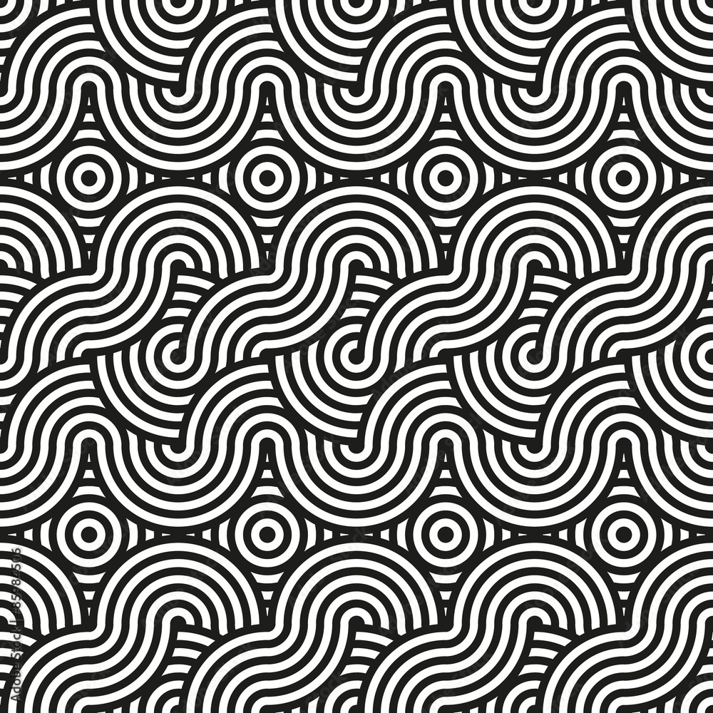 Seamless pattern. Circular geometric ornament. Abstract background Seamless pattern. Circular geometric ornament. Abstract background