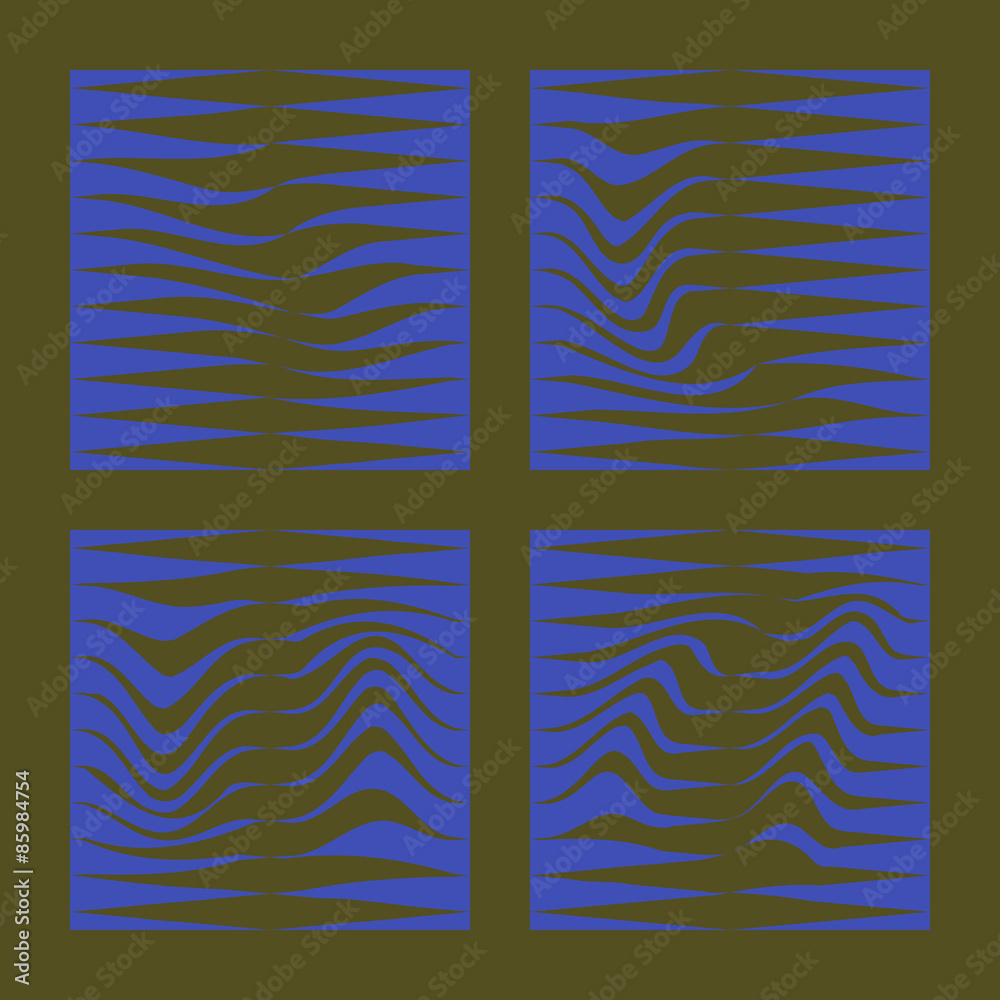 Wavy strips variations 2. Four designs for logo, t-shirt, bag ...