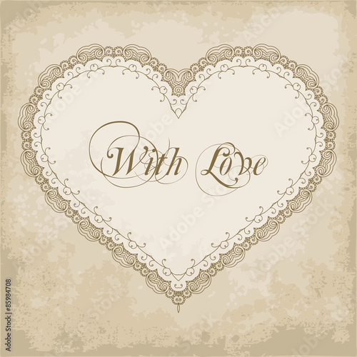 Vintage lace heart frame