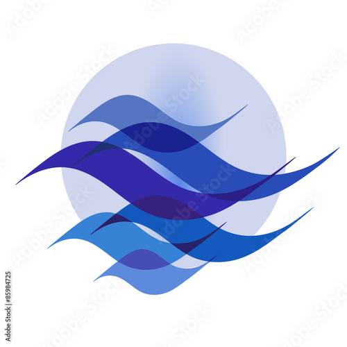 Waves, version 2. A design for logo, t-shirt, bag, ad, postcard, poster, illustration and so on. Separated white background. Stock vector.
