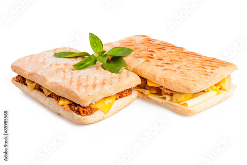 Panini with meat and cheese