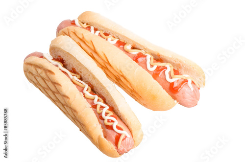 Hot dogs with mustard and ketchup