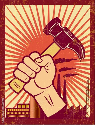 WORKERS RIGHTS poster illustration vector