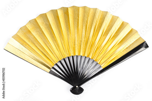 Gold Paper Fan in White background