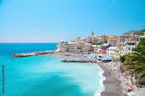 Fototapeta Naklejka Na Ścianę i Meble -  Italy Italian Liguria Genova Bogliasco beach landscape