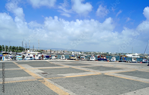 Boats in a port in Paphos, Cyprus