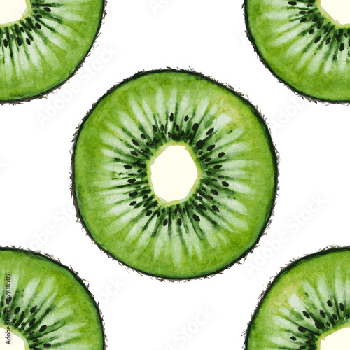 Vector pattern with watercolor kiwi
