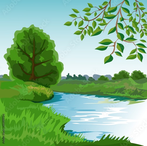 Summer landscape with river