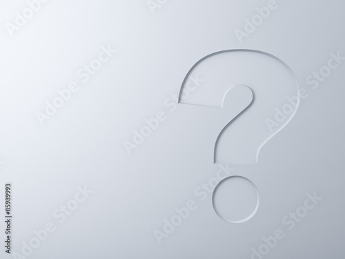 Question mark on white wall background abstract concept