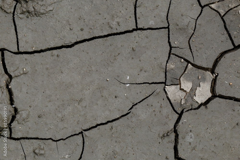 Obraz premium Wet barren soil in cracks
