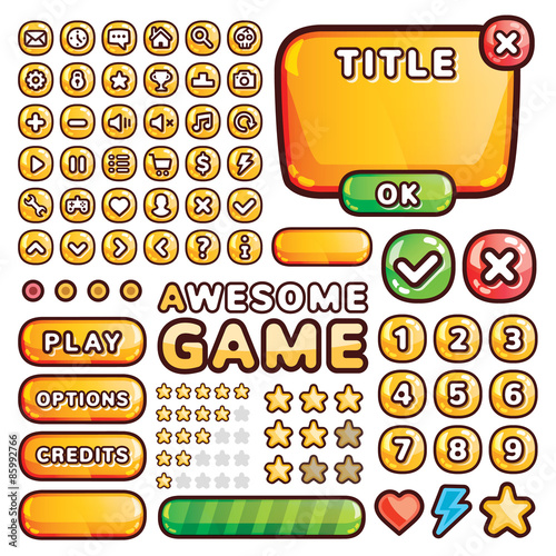 Interface elements for web and mobile games and apps