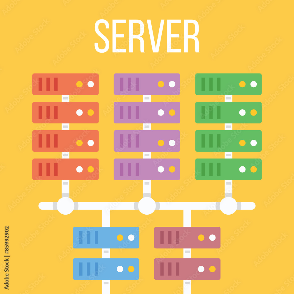 Server center flat illustration
